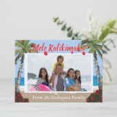 Mele Kalikimaka Hawaiian Beach Personalized Photo Feestdagenkaart (Staand voorkant)