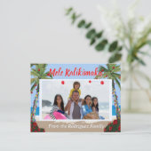 Mele Kalikimaka Hawaiian Beach Personalized Photo Feestdagenkaart (Staand voorkant)