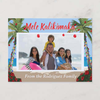 Mele Kalikimaka Hawaiian Beach Personalized Photo  Feestdagenkaart
