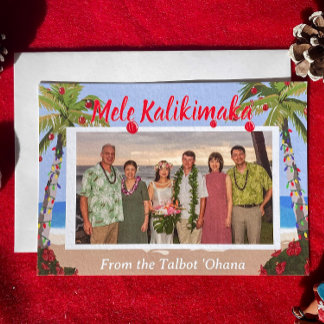 Mele Kalikimaka Hawaiian Beach Personalized Photo Feestdagenkaart