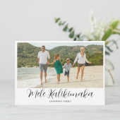 Mele Kalikimaka Hawaiian Christmas Foto Feestdagenkaart (Staand voorkant)