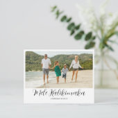 Mele Kalikimaka Hawaiian Christmas Foto Feestdagenkaart (Staand voorkant)