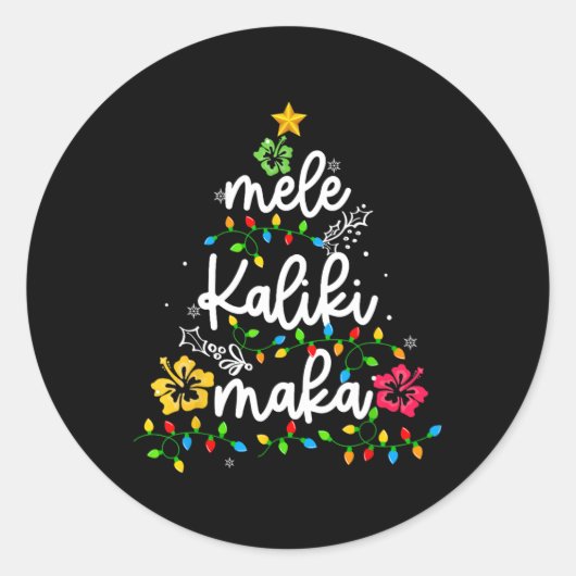 Mele Kalikimaka Hawaiian Christmas Hawaii Tropical Ronde Sticker (Voorkant)