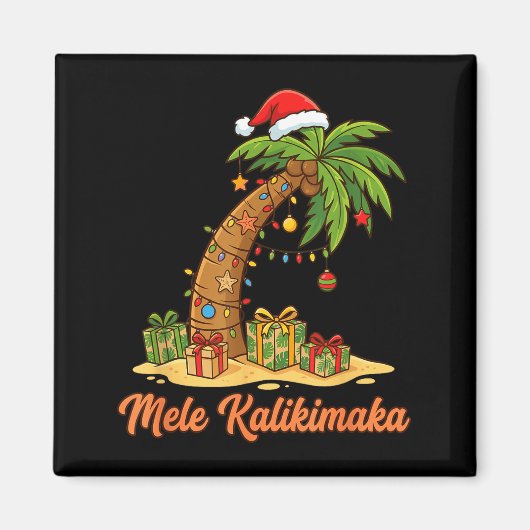 Mele Kalikimaka Hawaiian Christmas Palm Trees  Magneet (Voorkant)