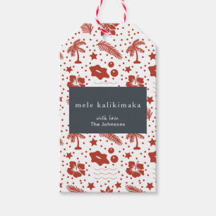 Mele Kalikimaka Hawaiian Christmas Red Gift Label Cadeaulabel