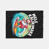 Mele Kalikimaka Hawaiian Christmas Santa Surfing B Fleece Deken (Voorkant (Horizontaal))