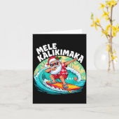 Mele Kalikimaka Hawaiian Christmas Santa Surfing B Kaart (Gele Bloem)