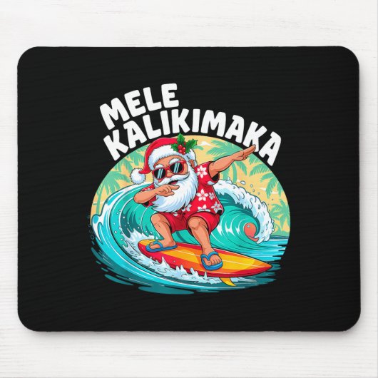 Mele Kalikimaka Hawaiian Christmas Santa Surfing B Muismat (Voorkant)
