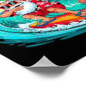 Mele Kalikimaka Hawaiian Christmas Santa Surfing B Poster (Hoek)