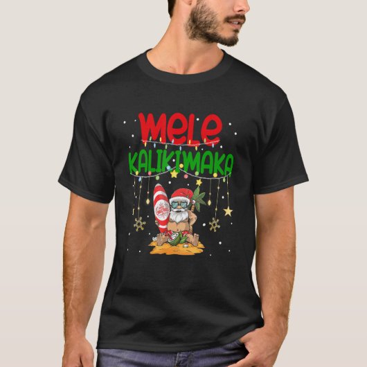 Mele Kalikimaka Hawaiian Christmas Santa Surfing C T-shirt (Voorkant)