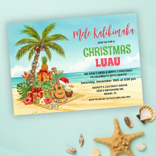 Mele Kalikimaka Hawaiian Christmas Watercolor Kaart