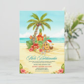 Mele Kalikimaka Hawaiian Christmas Watercolor Kaart (Staand voorkant)