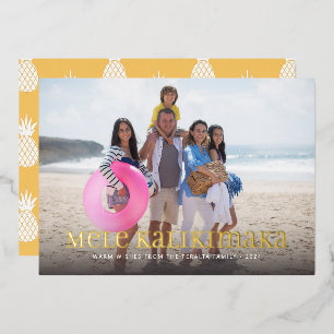 Mele Kalikimaka Hawaiian Folie Holiday Card Folie Feestdagenkaart