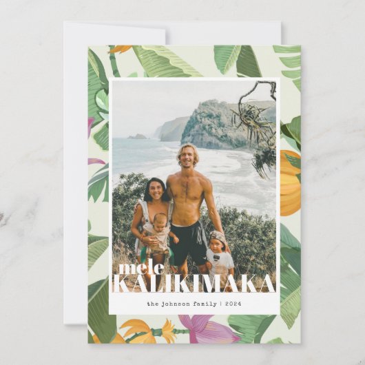 Mele Kalikimaka Hawaiian Fotokerstkaart Feestdagenkaart (Voorkant)