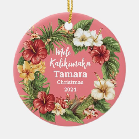 Mele Kalikimaka Hawaiian gepersonaliseerd Ornament (Voorkant)