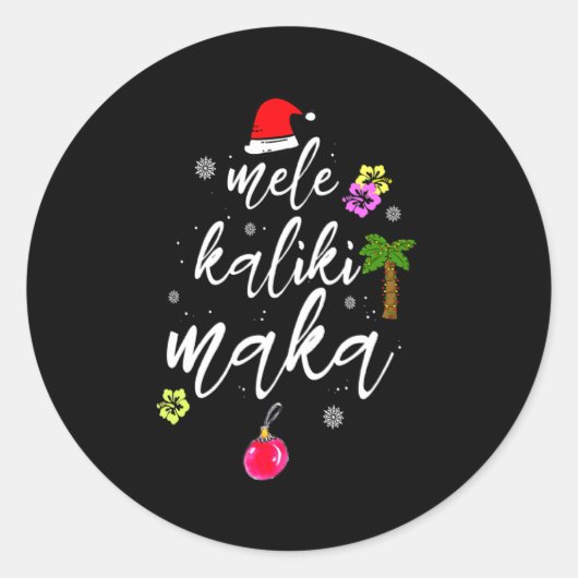 Mele Kalikimaka Hawaiian Hawaii Xmas Pajama Palm T Ronde Sticker (Voorkant)