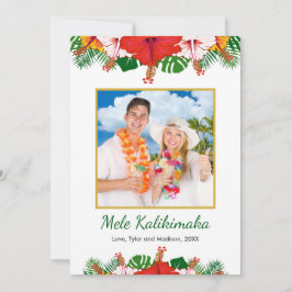 Mele Kalikimaka Hawaiian Hibiscus Kerstfoto Feestdagenkaart