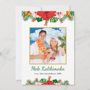 Mele Kalikimaka Hawaiian Hibiscus Kerstfoto Feestdagenkaart