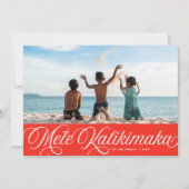 Mele Kalikimaka Hawaiian Holiday Red Photo Card Feestdagenkaart (Voorkant)