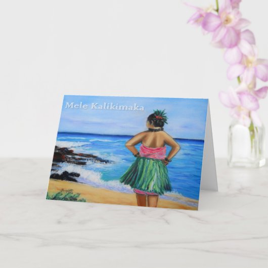 Mele Kalikimaka Hawaiian Hula Girl Holiday Card Kaart (Orchidee)