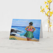 Mele Kalikimaka Hawaiian Hula Girl Holiday Card Kaart (Gele Bloem)