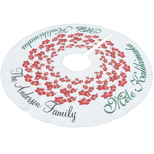 Mele Kalikimaka Hawaiian JOUW NAAM Tree Skirt Kerstboom Rok (Gekanteld)