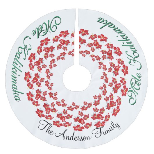 Mele Kalikimaka Hawaiian JOUW NAAM Tree Skirt Kerstboom Rok (Voorkant)