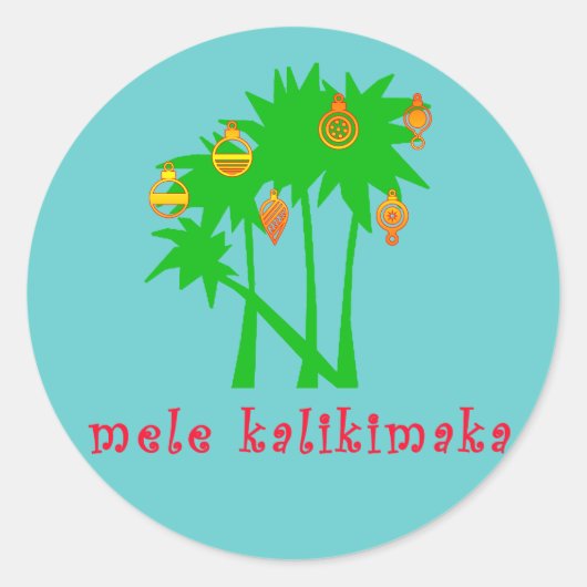 Mele Kalikimaka Hawaiian Kerstapparel Ronde Sticker (Voorkant)