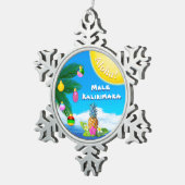 Mele Kalikimaka, Hawaiian kerstboomversiering Tin Sneeuwvlok Ornament (Rechts)