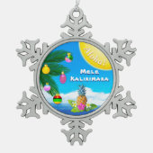 Mele Kalikimaka, Hawaiian kerstboomversiering Tin Sneeuwvlok Ornament (Voorkant)