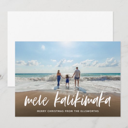 Mele Kalikimaka Hawaiian-kerstfotokaart Kaart (Voorkant / Achterkant)