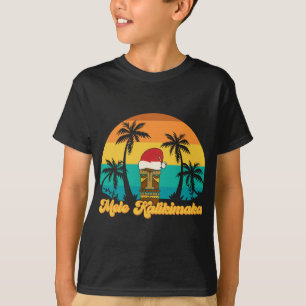 Mele Kalikimaka Hawaiian Kerstiki Santa Hat T-shirt