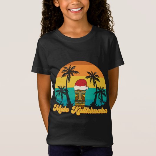 Mele Kalikimaka Hawaiian Kerstiki Santa Hat T-shirt (Voorkant)
