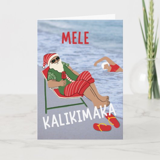 Mele Kalikimaka Hawaiian Kerstkerstkerstkerstmanst Kaart (Voorkant)