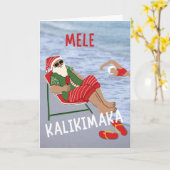 Mele Kalikimaka Hawaiian Kerstkerstkerstkerstmanst Kaart (Gele Bloem)