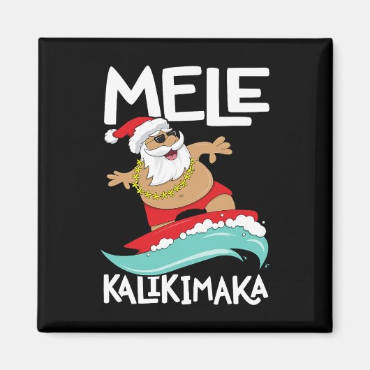 Mele Kalikimaka Hawaiian Kerstmis Hawaii Surfing Magneet (Voorkant)