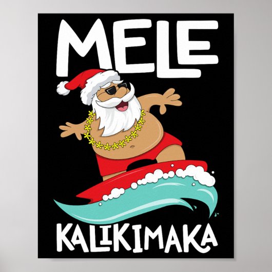 Mele Kalikimaka Hawaiian Kerstmis Hawaii Surfing Poster (Voorkant)