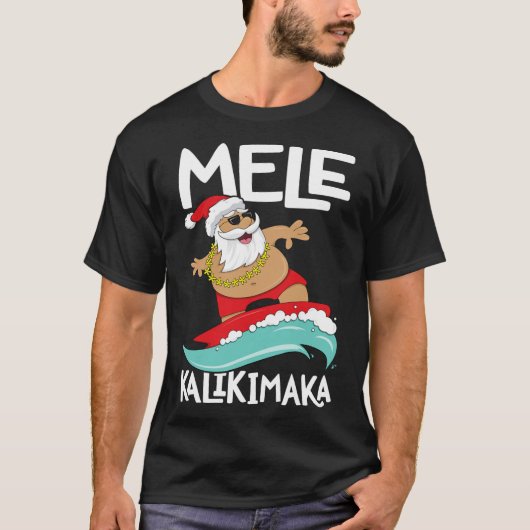 Mele Kalikimaka Hawaiian Kerstmis Hawaii Surfing T-shirt (Voorkant)