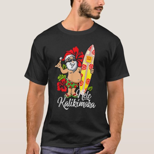 Mele Kalikimaka Hawaiian Kerstmis Hawaii Surfing T-shirt (Voorkant)