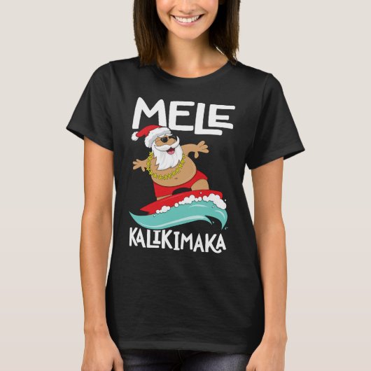Mele Kalikimaka Hawaiian Kerstmis Hawaii Surfing T-shirt (Voorkant)