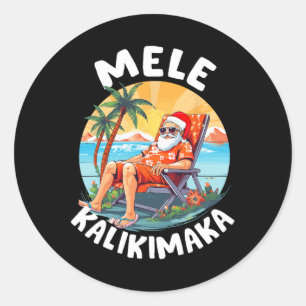 Mele Kalikimaka Hawaiian Kerstmis in Hawaii Sunba Ronde Sticker