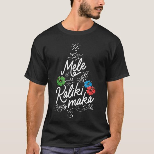 Mele Kalikimaka Hawaiian Kerstmis in Hawaii Tropi T-shirt (Voorkant)