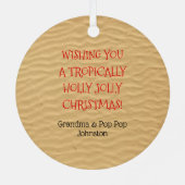 Mele Kalikimaka Hawaiian Kerstmis Metalen Ornament (Achterkant)