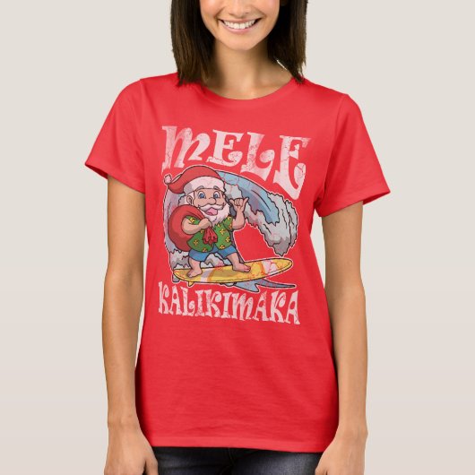 Mele Kalikimaka Hawaiian Kerstmis T-shirt (Voorkant)