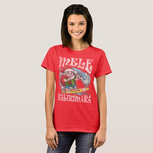 Mele Kalikimaka Hawaiian Kerstmis T-shirt (Voorkant volledig)