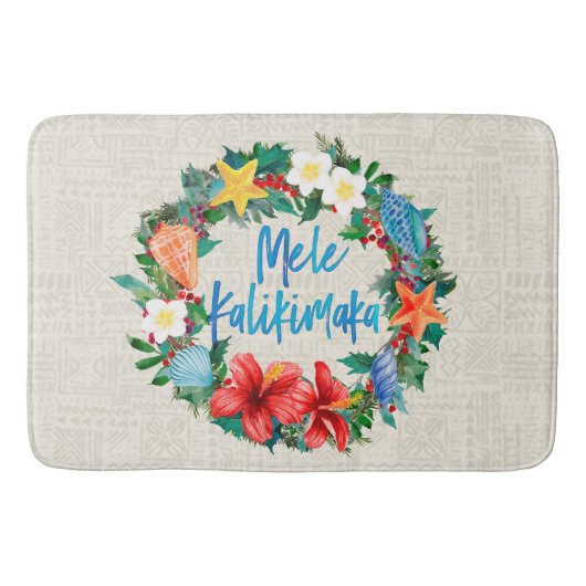 Mele Kalikimaka Hawaiian Kerstmis Wreath Badmat (Voorkant)