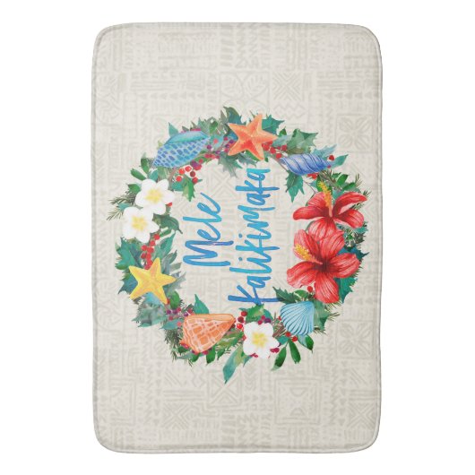 Mele Kalikimaka Hawaiian Kerstmis Wreath Badmat (Voorkant Verticaal)