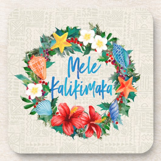 Mele Kalikimaka Hawaiian Kerstmis Wreath Bier Onderzetter (Voorkant)
