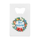 Mele Kalikimaka Hawaiian Kerstmis Wreath Creditkaart Flessenopener (Achterkant)