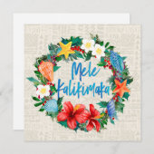 Mele Kalikimaka Hawaiian Kerstmis Wreath Feestdagenkaart (Voorkant / Achterkant)